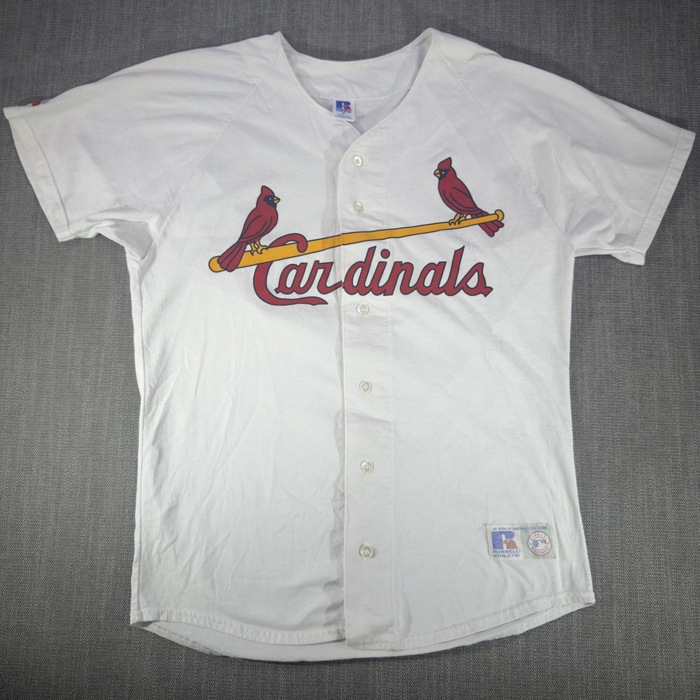 St Louis Cardinals Jersey Mens M White MLB Baseball Russell Athletic USA